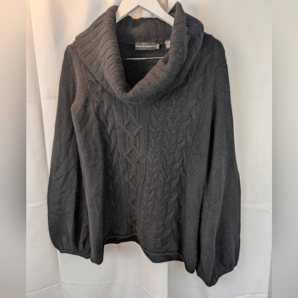 Dana Buchman Black Cowl Neck Wool+Cashmere Sweater